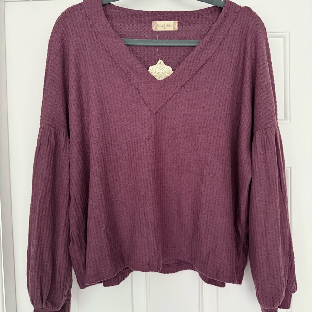 NWT Altar’d State Purple Waffle Knit Top
